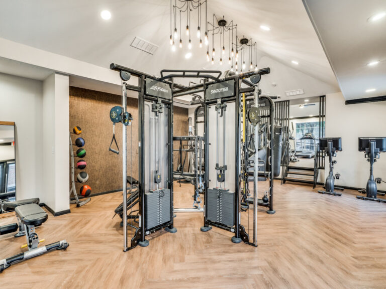 Fitness Center with medicine balls, resistance machines