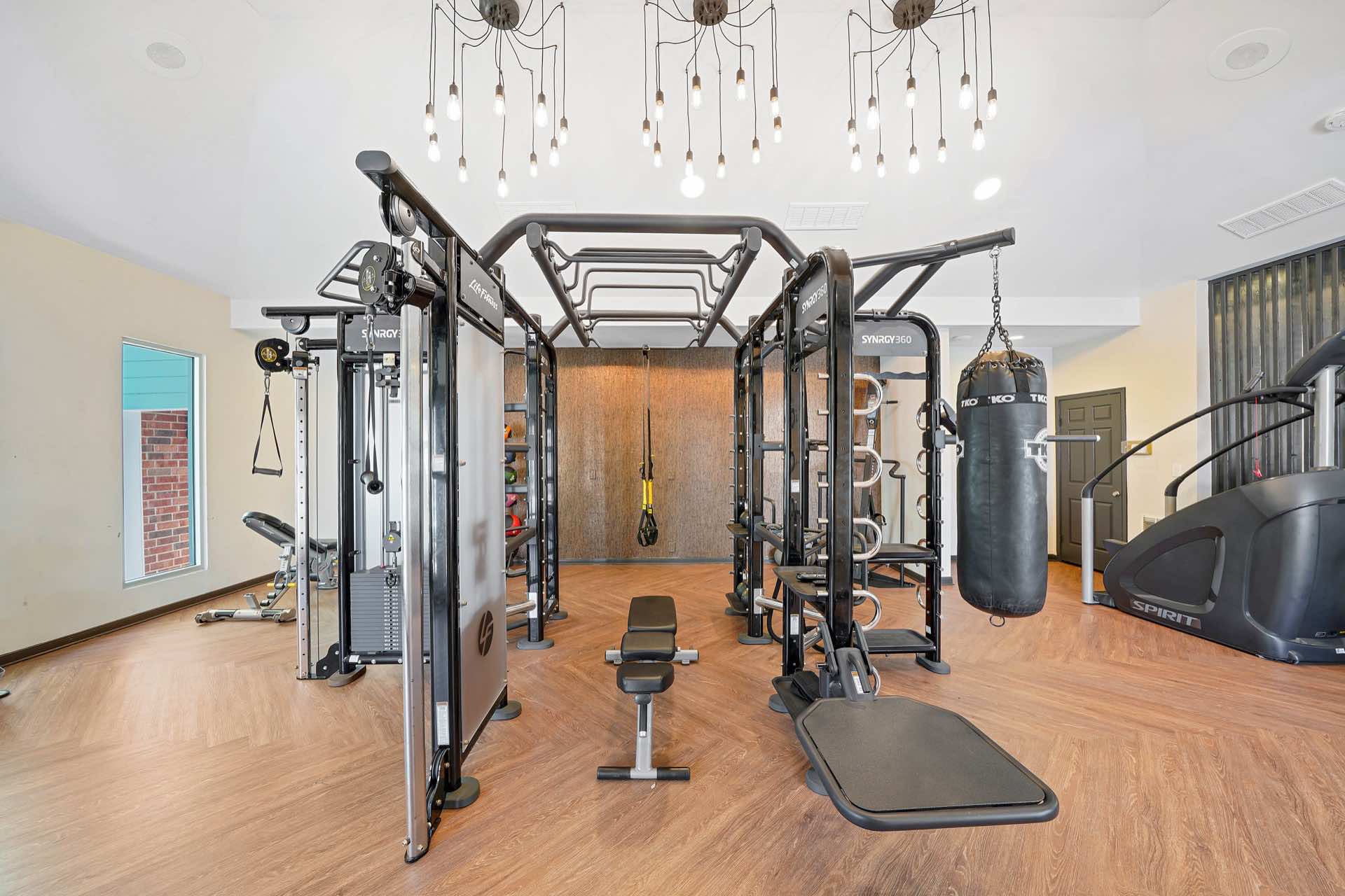 modern workout equipment in fitness center